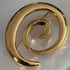 Vintage Napier Gold Tone Swirl Brooch Minimalist Spiral Statement Sculptural